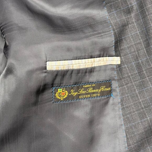 Samuelsohn Loro Piana Blazer Check Super 130's Wool Grey Sport Coat 46R - Picture 8 of 11